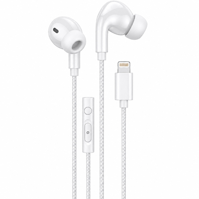 Hands Free Hoco. DM48 Rock Stereo Lightning με Μικρόφωνο 1.2m Λευκά