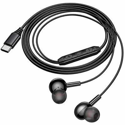 Hands Free Hoco M120 Gratified USB-C Universal Earphones Hi-Fi Stereo RGB Μαύρα 1.2m