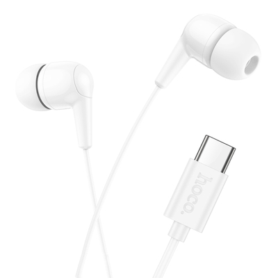 Hands Free Hoco M97 Enjoy Universal Earphones Stereo Bass USB-C με Μικρόφωνο Συμβατά με Όλες τις Συσκευές USB-C Λευκό 1.2m