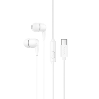 Hands Free Hoco M97 Enjoy Universal Earphones Stereo Bass USB-C με Μικρόφωνο Συμβατά με Όλες τις Συσκευές USB-C Λευκό 1.2m