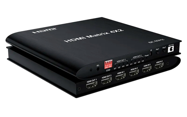 HDMI matrix switch CAB-H155 με τηλεχειριστήριο, 4 σε 2, 8K/60Hz, μαύρο