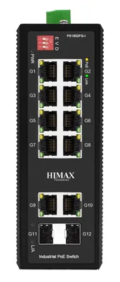 HIMAX industrial PoE switch PS1802FG-I, 8x GE PoE/2x GE/2x GF SFP θύρες, έως 1000Mbps