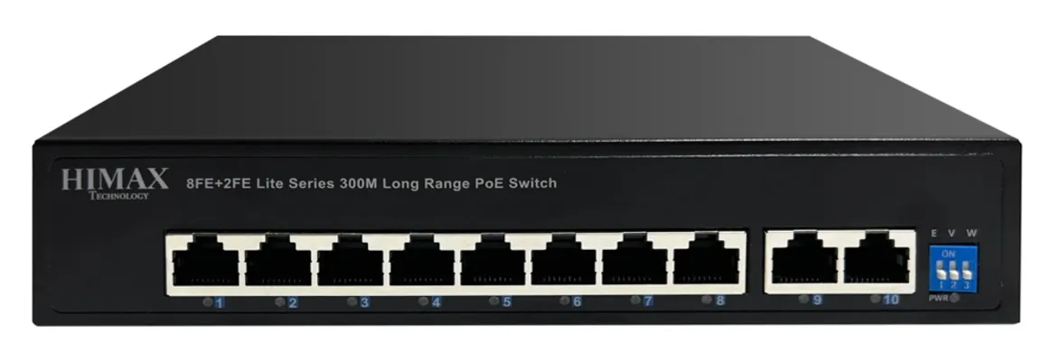 HIMAX PoE switch PS1802E-L, 8x Ethernet PoE & 2x Ethernet θύρες, έως 100Mbps