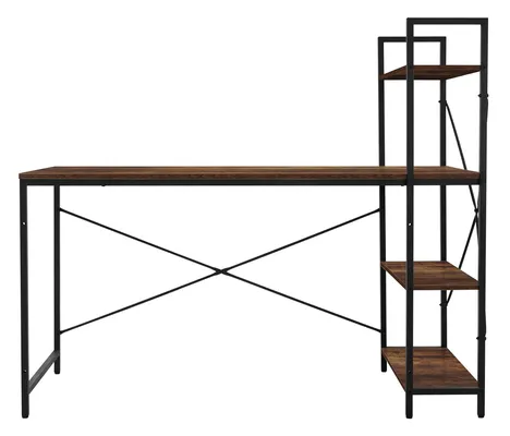HOME USE γραφείο HUH-0249 με ραφιέρα, 120x60x122cm, καφέ/μαύρο