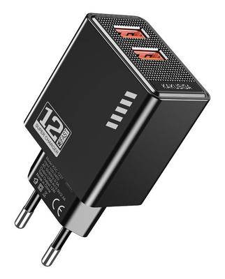 KAKUSIGA φορτιστής τοίχου KSC-1237, 2x USB, 12W, μαύρος