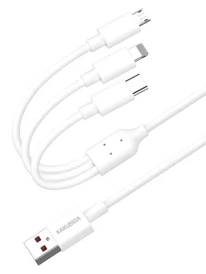 KAKUSIGA καλώδιο USB σε USB-C/Lightning/Micro USB KSC-1021, 5A, 1.2m, λευκό