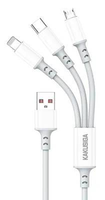 KAKUSIGA καλώδιο USB σε USB-C/Lightning/Micro USB KSC-1025, 5A, 480Mbps, 1.2m, λευκό