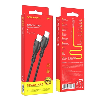 Καλώδιο Borofone BX51 Triumph USB-C σε USB-C 60W Μαύρο 1m