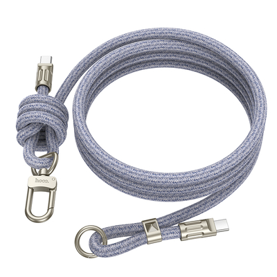 Καλώδιο Φόρτισης/Λουράκι Λαιμού Hoco GH7 USB-C σε USB-C  60W 3A Braided Μπλε 1.8m