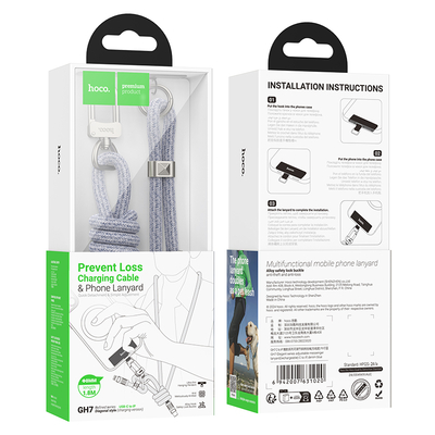 Καλώδιο Φόρτισης/Λουράκι Λαιμού Hoco GH7 USB-C to Lightning PD20W Braided Μπλε 1.8m