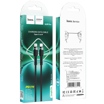 Καλώδιο Hoco. SU99 USB σε USB-C Fast Charging 3A Braided Μαύρο 1m
