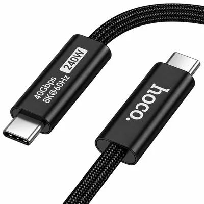 Καλώδιο Hoco US15 USB-C σε USB-C 240W Super Fast Charge 40Gbps Μεταφορά Δεδομένων και 8K 60Hz Audio and Video Transmission Μαύρο 2m