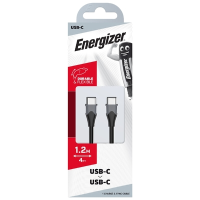 Καλώδιο Σύνδεσης Energizer Bicolor 2.0A USB-C σε USB-C Μαύρο 1.2m