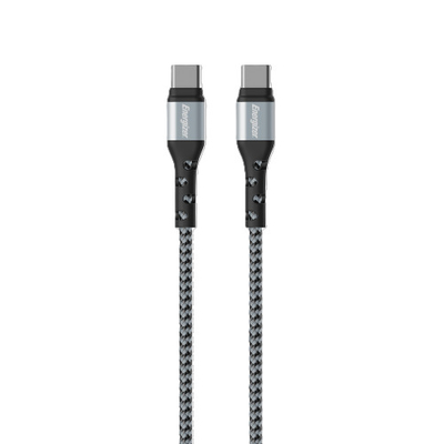 Καλώδιο σύνδεσης Energizer Metal & Nylon USB-C σε USB-C 2.0  Braided Ασημί 2m