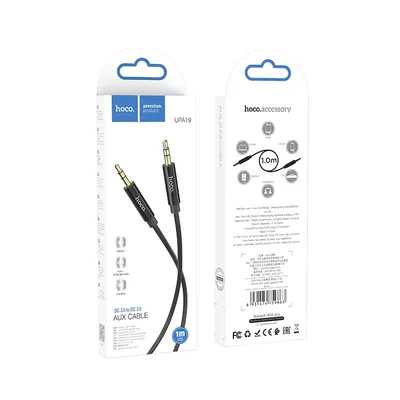 Καλώδιο σύνδεσης Ήχου Hoco UPA19 Braided 3.5mm Αρσενικό σε 3.5mm Αρσενικό Μαύρο 1m