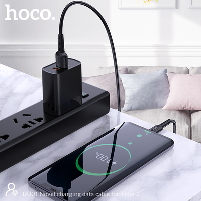 Καλώδιο σύνδεσης Hoco. DU01 Novel USB σε USB-C 3.0A για Φόρτιση και Μεταφορά Δεδομένων Μαύρο 1m