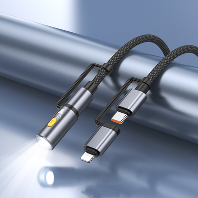 Καλώδιο σύνδεσης Hoco U138 USB-C/iP σε USB-C/Φακό 3A PD60W Braided Μαύρο 1.2m