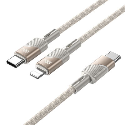 Καλώδιο Σύνδεσης Hoco U139  USB-C σε 2xUSB-C PD100W 20V/5A Braided Χρυσό 1.2m