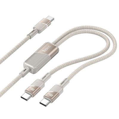 Καλώδιο Σύνδεσης Hoco U139  USB-C σε 2xUSB-C PD100W 20V/5A Braided Χρυσό 1.2m