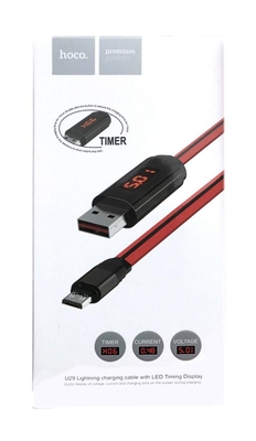 Καλώδιο σύνδεσης Hoco U29 LED Display USB σε Micro-USB Flat 2.0A Fast Charging Κόκκινο 1m
