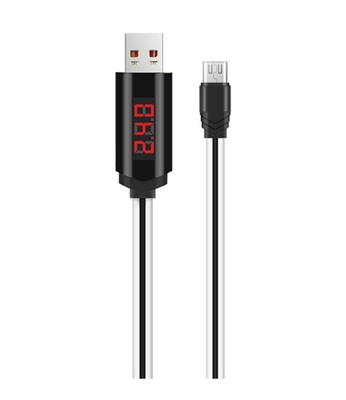 Καλώδιο σύνδεσης Hoco U29 LED Display USB σε Micro-USB Flat 2.0A Fast Charging Λευκό 1m