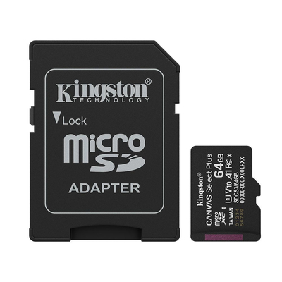Κάρτα Μνήμης Kingston Canvas Select Plus+ MicroSDXC 64GB Class 10 με SD Adapter έως 100MB/s SDCS3/64GB