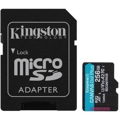 Κάρτα Μνήμης Kingston CanvasGo+ MicroSDXC 256GB Class 10 με SD Αντάπτορα εως 200Mb/s SDCG4/256GB