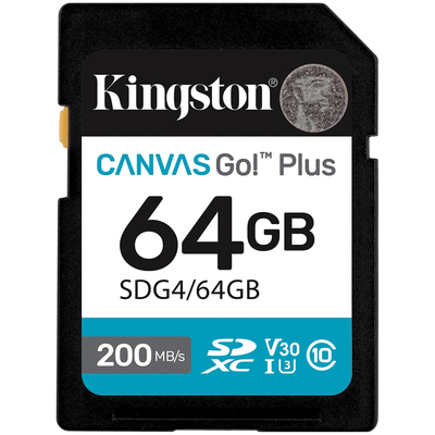 Κάρτα Μνήμης Kingston CanvasGo+ SDXC 64GB Class 10 εως 200Mb/s SDG4/64GB
