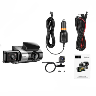 Καταγραφική Κάμερα Αυτοκινήτου Hoco. DI64 Triumph 1080p Ultra Wide Γωνία Λήψης 170° 4" Οθόνη με Ταυτόχρονη Καταγραφή απο 3 Κάμερες