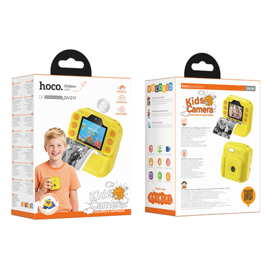 Kids Dual HD Camera Hoco DV211 με Οθόνη 2.0" 1300mAh με 2GB Κάρτα Μνήμης  και Δυνατότητα Εκτύπωσης Φωτογραφιών Κίτρινη-Πορτοκαλί