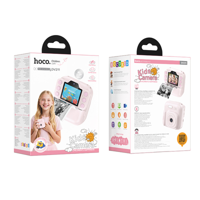 Kids Dual HD Camera Hoco DV211 με Οθόνη 2.0" 1300mAh με 2GB Κάρτα Μνήμης  και Δυνατότητα Εκτύπωσης Φωτογραφιών Ροζ