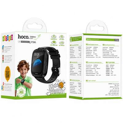 Kids Smartwatch Hoco Y106 4G 730mAh 1.83” LCD GPS Κάμερα με Δυνατότητα Κλήσεων και Μηνυμάτων IPX7 Μαύρο