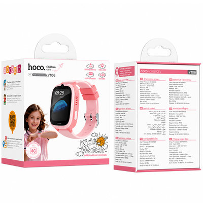 Kids Smartwatch Hoco Y106 4G 730mAh 1.83” LCD GPS Κάμερα με Δυνατότητα Κλήσεων και Μηνυμάτων IPX7 Ροζ