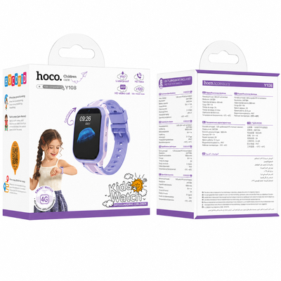 Kids Smartwatch Hoco Y108 4G 730mAh 1.69” LCD με GPS IPX7 και Δυνατότητα Κλήσεων Μωβ