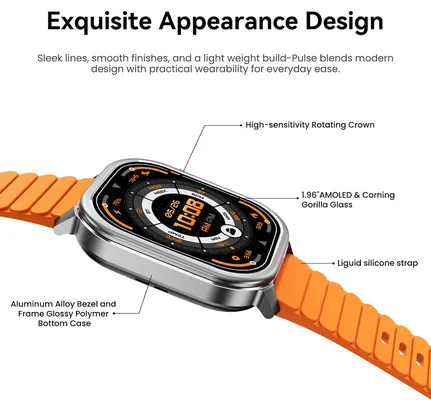 KOSPET smartwatch Pulse, heart rate, 1.96" AMOLED, IP68, μαύρο