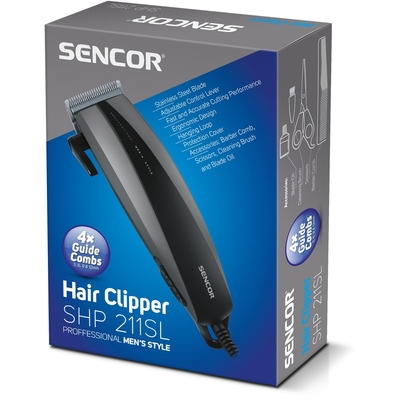 Κουρευτική Μηχανή Ρεύματος Sencor SHP 211SL με 4 Εξαρτήματα  Γκρι