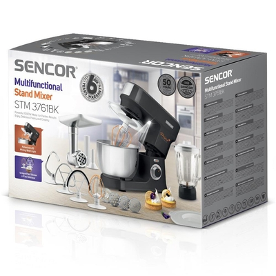 Κουζινομηχανή 6 Ταχυτήτων 5 in 1 4.5lt 1000W Sencor STM 3761BK Μαύρο