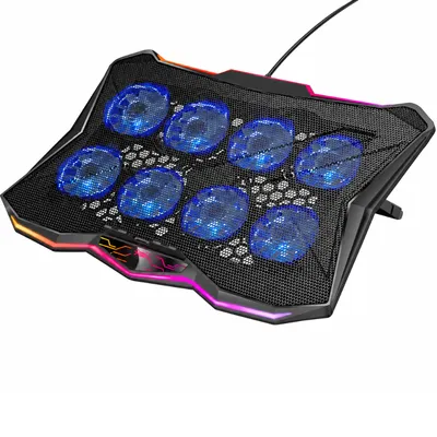 Laptop Cooler Hoco. DH26 Μαύρο με RGB Φωτισμό και 8 Ανεμιστηράκια 2500 RPM για Φορητούς Υπολογιστές έως 17.3"