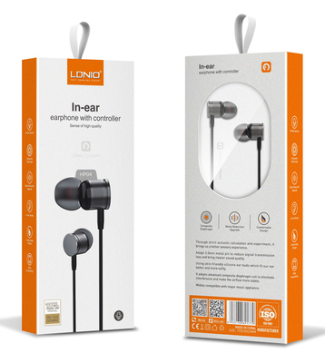 LDNIO earphones με μικρόφωνο HP04, 3.5mm σύνδεση, Φ10mm, 1.2m, γκρι