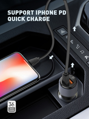 LDNIO φορτιστής αυτοκινήτου C510Q με καλώδιο, USB & USB-C, 38W, μαύρος