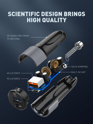 LDNIO φορτιστής αυτοκινήτου C510Q με καλώδιο, USB & USB-C, 38W, μαύρος