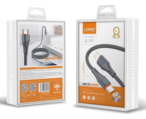 LDNIO καλώδιο Lightning σε USB-C LC631I, 30W PD, 1m, γκρι