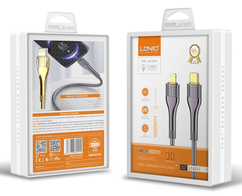 LDNIO καλώδιο Lightning σε USB-C LC651I, 30W, 1m, χρυσό