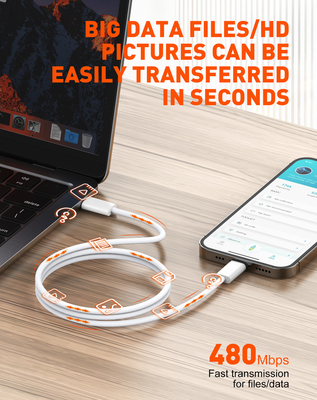 LDNIO καλώδιο USB-C iP-901c, 65W, 480Mbps, 1m, λευκό