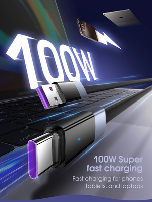 LDNIO καλώδιο USB-C σε USB LS242Q, flat, 100W, 480Mbps, 2m, μαύρο