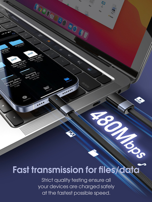 LDNIO καλώδιο USB-C σε USB LS242Q, flat, 100W, 480Mbps, 2m, μαύρο