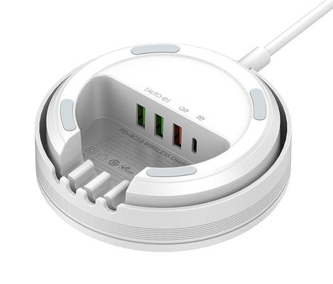 LDNIO σταθμός φόρτισης AW003, USB-C/3x USB/wireless, 32W, PD/QC, λευκός