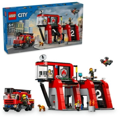 Lego City Fire Station With Turntable Ladder Vehicle (60414) (LGO60414)