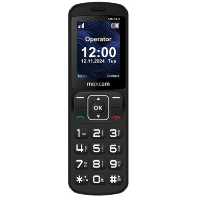 Maxcom MM34D 4G 2.4" 1000mAh με Μεγάλα Πλήκτρα, Ραδιόφωνο, Δόνηση, Φακό, Bluetooth και Βάση Φόρτισης Μαύρο
