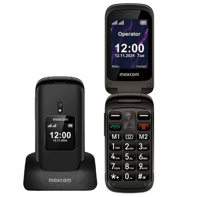 Maxcom MM834 4G Dual Sim 2.4" με Βάση Φόρτισης, Κάμερα, Ραδιόφωνο, Φακό 1000mAh Μαύρο